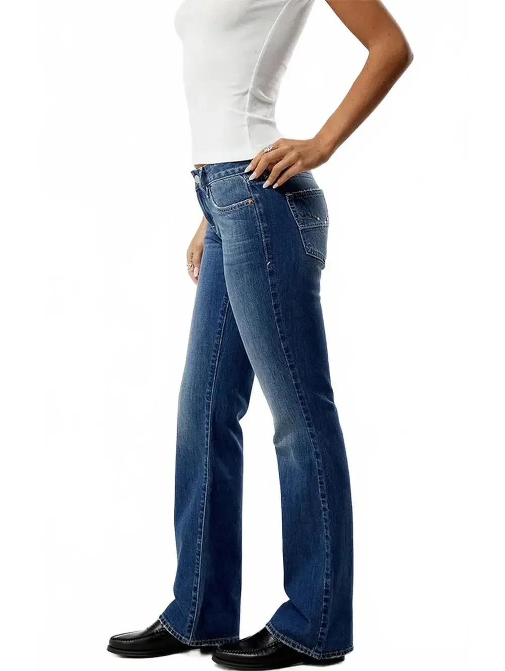 Pacsun Jade Low Rise Bootcut Jeans Pocket Studs Dark Blue NWT Sonoma Size 25
